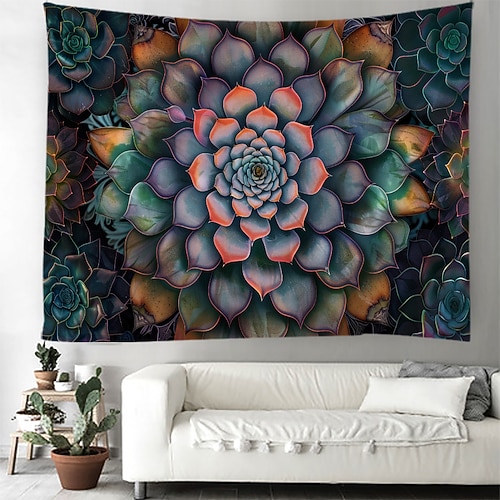 Mandala Boho Sukkulenten Wandteppich Wanddekoration großer Wandteppich Wanddeko Fotografie Kulisse Decke Vorhang Home Schlafzimmer Wohnzimmer Dekoration Image
