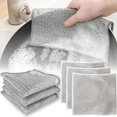 TEMU 12pcs, Stainless Steel Scrubber, Non-stick Mesh Dish Cloth, Modern Kitchen Cleaning Pads, Stove & Pot Scrubbing Wipes, Range Hood Sink Cleaner, Grease Removal Cloths, Household Cleaning Supplies