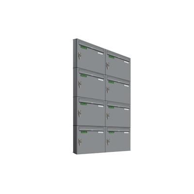 AL Briefkastensysteme 8 x Basic Wand Briefkasten RAL Farbe 9006 Weiss Aluminium für Post A4, wetterfest, Artikelnummer: 431P8EA2P9006 Image