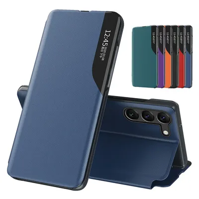 Flip Smart View Phone Case For Samsung Galaxy S25 S24 Ultra S23 FE Plus + Book Cover Holder Anti-fall Funda Shell Coque Capa