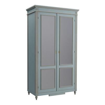 Casa Florentina Louis XVI Armoire with Mirrored Doors - Distressed Blue Gray - Ballard Designs