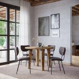 Reclamation Five Piece Round Rustic Reclaimed Solid Wood Round Dining Set with Upholstered Chairs - Jofran 2301-RND-4-OWNCHDBN