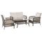 Set mobili da giardino Set tavolino sedie e divano in rattan marrone