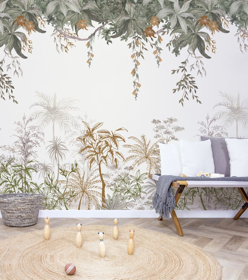 Carta da parati intessuta stampa panoramica giungla 2m x 2,48 m