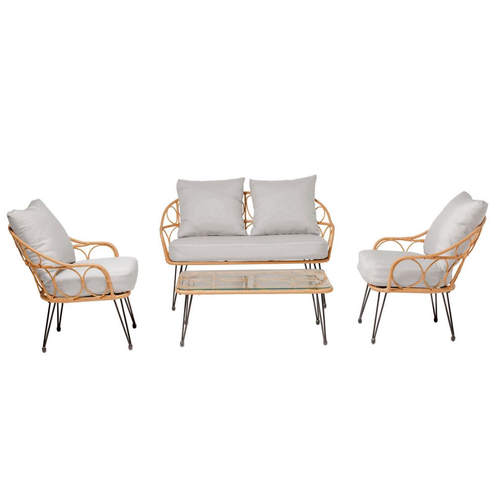 Mobile da giardino 4 posti in resina rattan