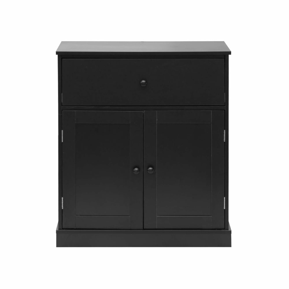 Credenza mobile da bagno con 2 cassetti e 2 ante in truciolato nero