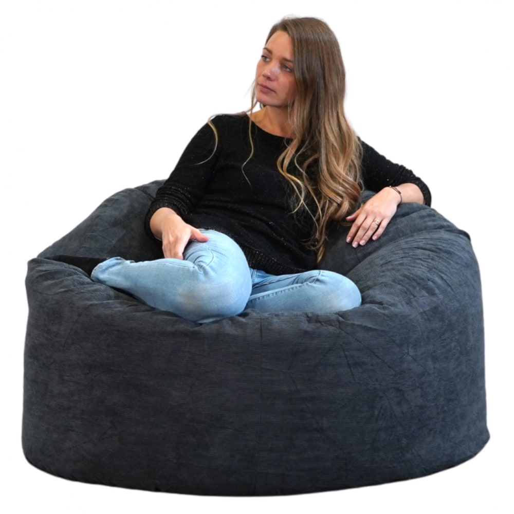 Pouf in velluto a coste blu notte 100 cm