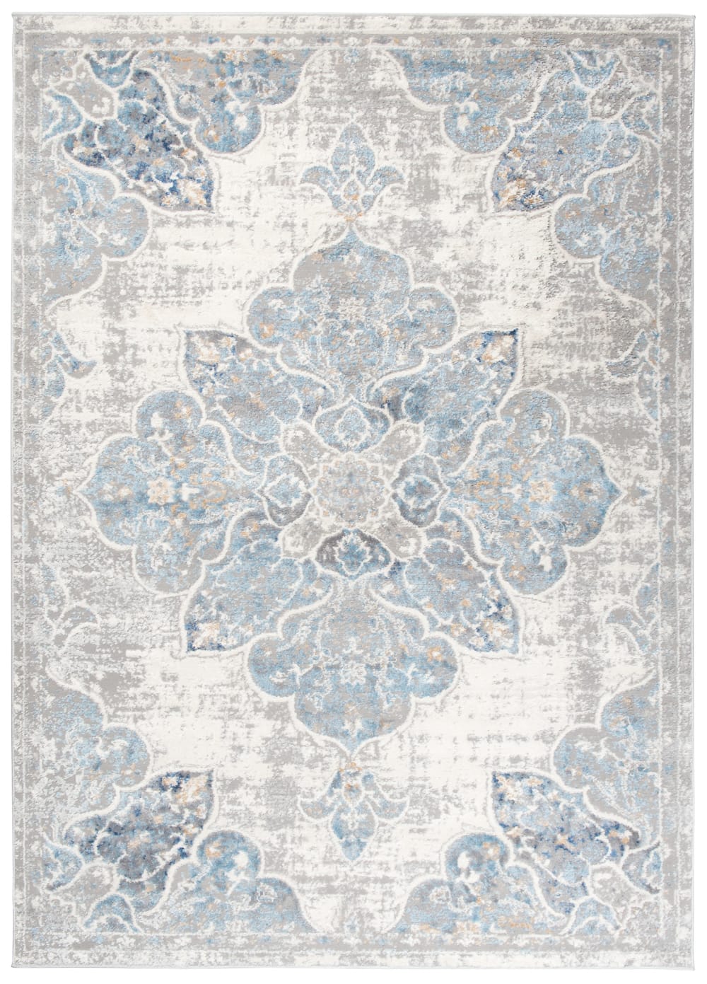 Tappeto da soggiorno vintage crema blu grigio fiori 160x220