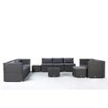 Set di divani da giardino 9 posti in rattan sintetico grigio
