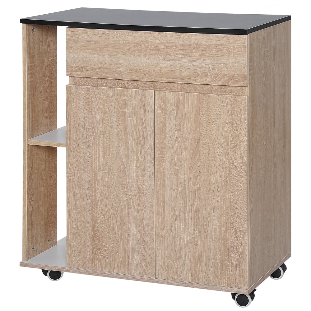 Carrello da cucina con ruote e cassetti legno truciolato rovere nero