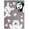 Tappeto per bambini grigio orso coniglietto panda 160x220cm