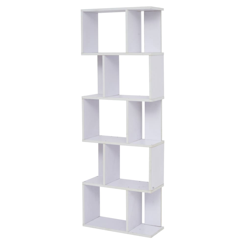 Libreria scaffale con 5 ripiani in mdf bianco
