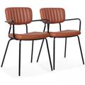 Set di 2 sedie con braccioli in tessuto rivestito marrone scuro