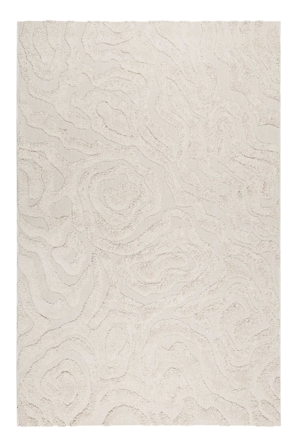 Tappeto interno/esterno a rilievo motivo floreale beige 133x200