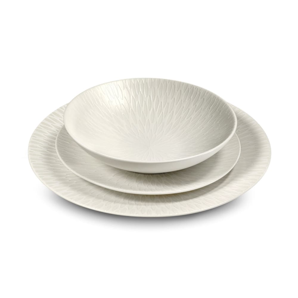 Set di stoviglie da 18 pezzi in arenaria bianco