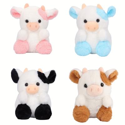 TEMU 20cm/7.87in Kawaii Strawberry Cow Soft Stuffed Plushie Doll Animal Cow Plushie Doll For Kids Christmas, Gift