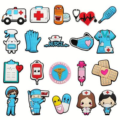 18pcs Medical Nurse Cartoon Shoe Charms For Clogs Sandal Decoration, Diy Accessories