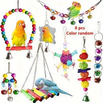 5/7/8/15pcs Bird Toys Set, Parrot Bell Ball String, Rattan Balls, Swing, Climbing Ladder, Hanging Bird Supplies, Parrot Toys