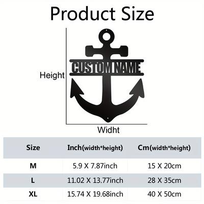 1pc, Personalized Nautical Anchor Metal Wall Art W...