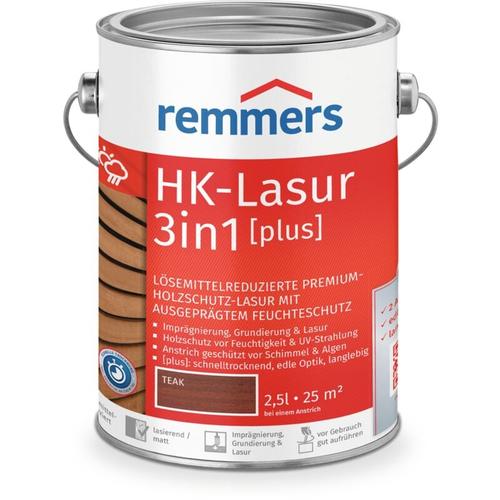 Remmers - HK-Lasur 3in1 [plus] teak, matt, 2,5 Liter, Holzlasur, Premium Holzlasur außen, 3fach