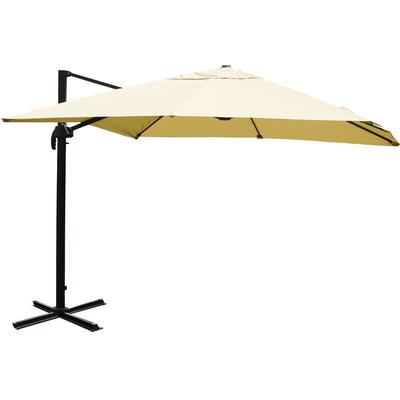 Ampelschirm HHG-671, Gastronomie Sonnenschirm, 3x3m (Ø4,24m) Polyester/Alu 23kg creme ohne Ständer Image