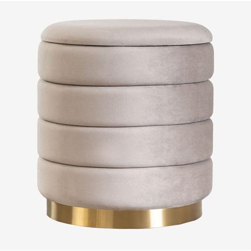 Pouf mit Stauraum aus Samt Bradford Helles Grau Taupe - Sklum