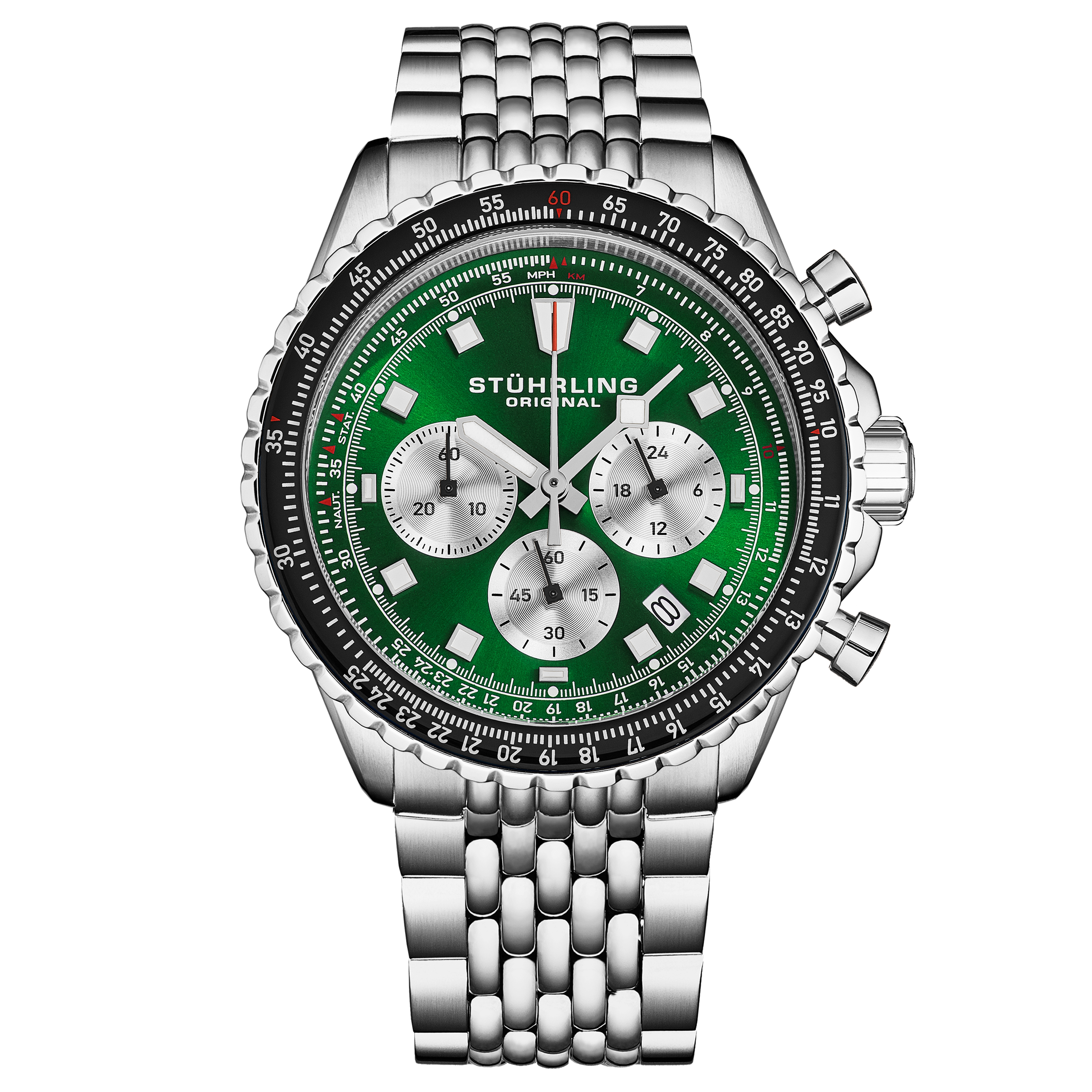 Stührling Mens Japanese Chronograph Raceway 1010 44mm Quartz Watch - Green - One Size | Stührling Sale | Discount Designer Brands