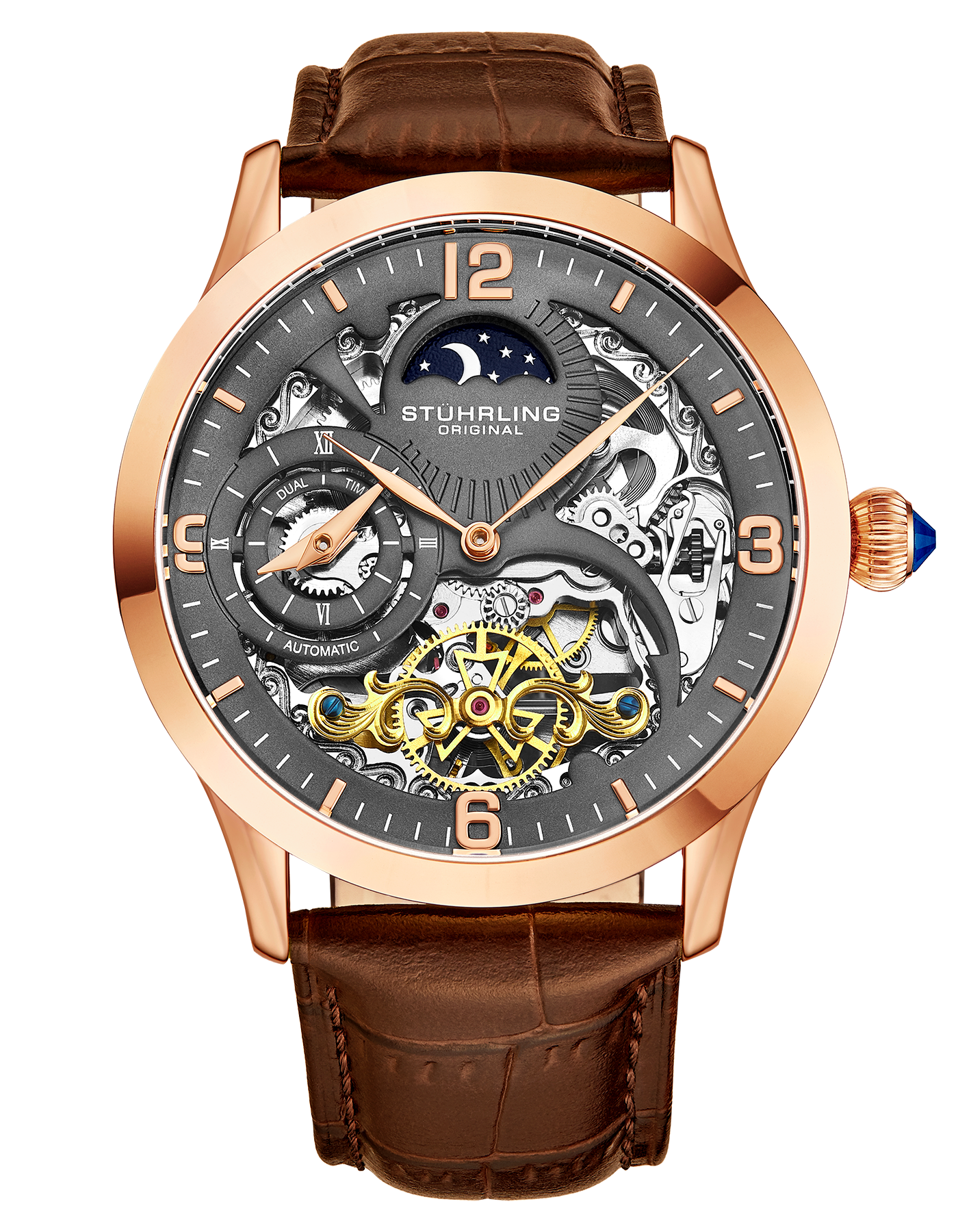Stührling Mens Special Reserve 3921 Automatic 44mm Skeleton - Rose - One Size | Stührling Sale | Discount Designer Brands