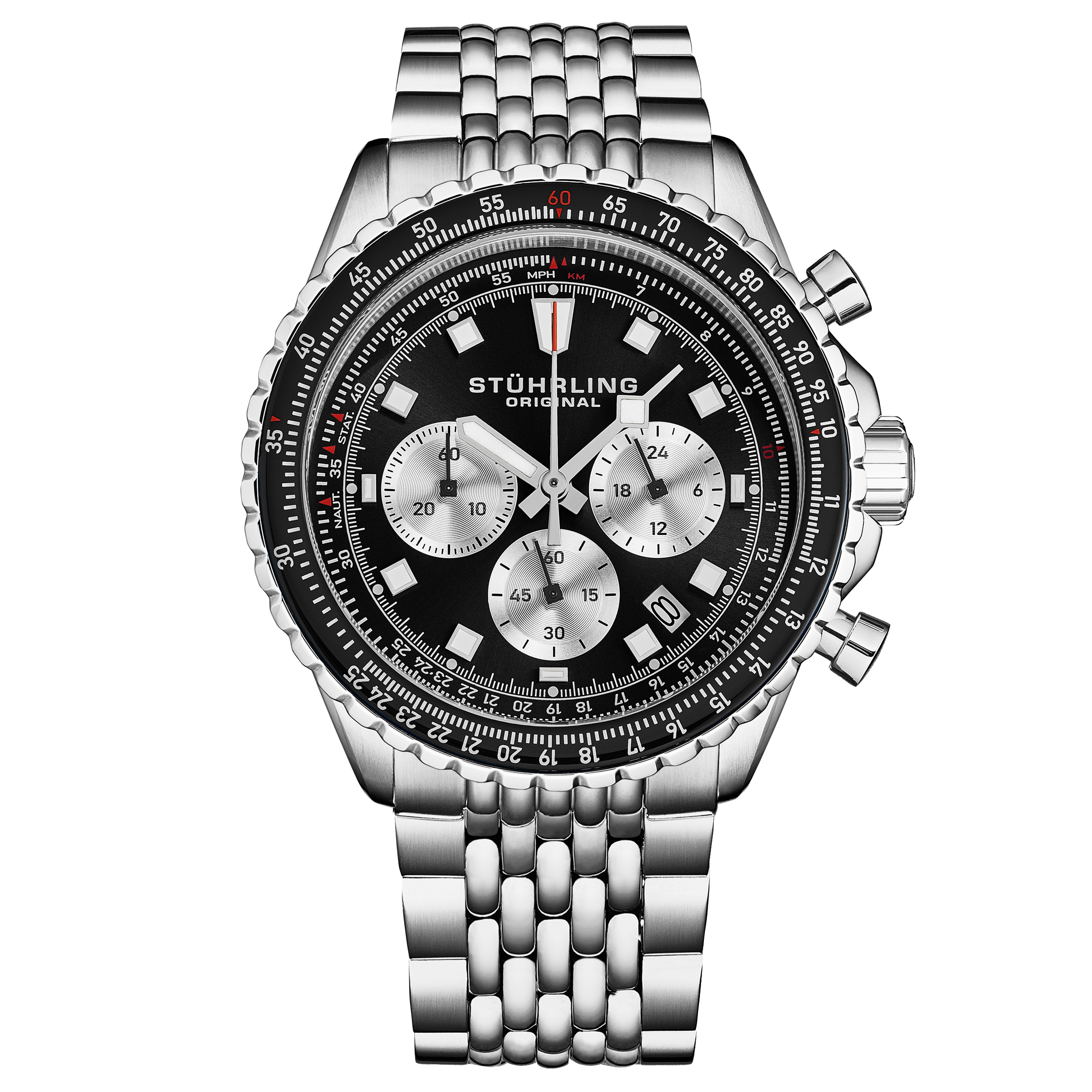 Stührling Mens Japanese Chronograph Raceway 1010 44mm Quartz Watch - Black - One Size | Stührling Sale | Discount Designer Brands