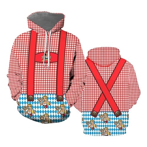Oktoberfestbier Kapuzenshirt Lederhosen 3D Vordertasche Grafik Für Herren Erwachsene Karneval Oktoberfestbier 3D-Druck Party Urlaub