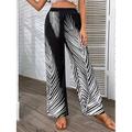 Damen Breites Bein Hosen Hose Casual Lang Blatt Weite Hosen Bedruckt Atmungsaktivität Komfortabel Unelastisch Ausgehen Wochenende Schwarz Weiß Khaki Frühling Sommer Regular Fit