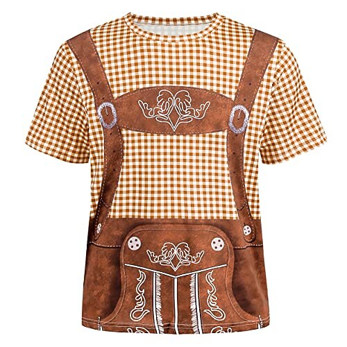 T-Shirt Lederhosen Party Lässig T-Shirt Ärmel Grafik für Herren Erwachsene 3D-Druck für Karneval Oktoberfestbier Urlaub Party