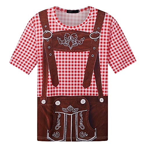 T-Shirt Lederhosen Party Lässig T-Shirt Ärmel Grafik für Herren Erwachsene 3D-Druck für Karneval Oktoberfestbier Urlaub Party