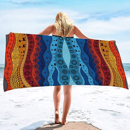 Strandtuch, 100 % Mikrofaser, Mandala-Serie, übergroßes Strandtuch, 88,9 x 177,8 cm, großes Badetuch für Teenager und Erwachsene, schnelltrocknend, saugfähig, weich, vielseitig für Reisen, Bad und Image