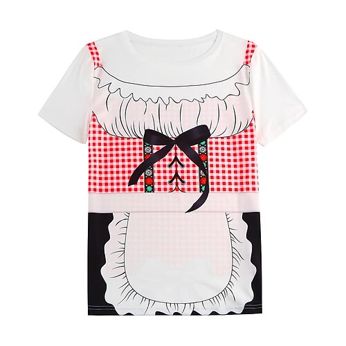 Oktoberfestbier T-Shirt-Ärmel Dirndl Grafik Für Damen Erwachsene Karneval Oktoberfestbier 3D-Druck Party Urlaub