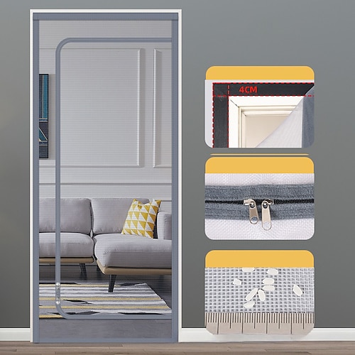 Verbesserte Haustier Bildschirm Tür Nano-beschichtete Katzen Bildschirm Tür für Wohnzimmer Anti-Moskito Anti-Haustier Bildschirm Netz mit Reißverschluss für Schlafzimmer Wohnzimmer Küche