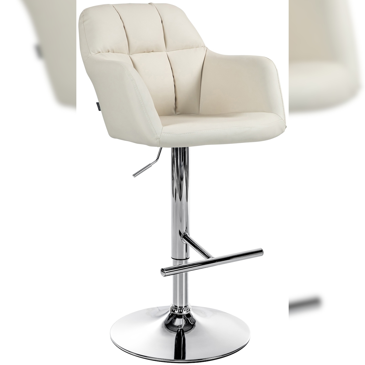 CLP Barhocker Natoma Kunstleder creme/Metall in Chromoptik Image