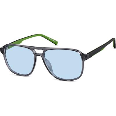 Zenni Men's Aviator Rx Sunglasses Gray Plastic Full Rim Frame