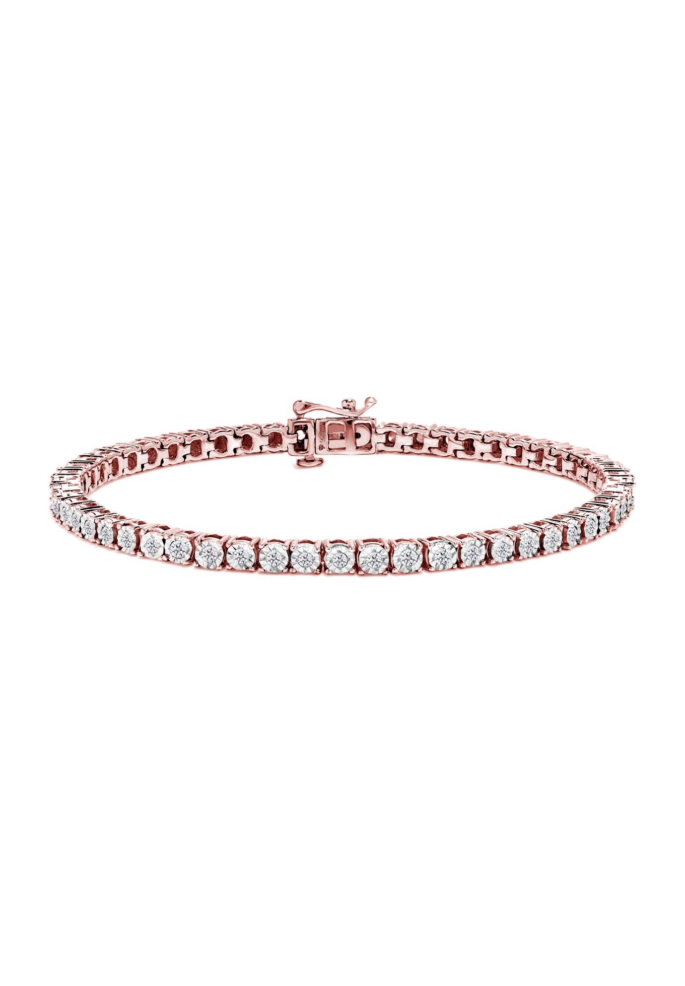 Women's Silver 1.0 Cttw Miracle-Set Diamond Tennis Bracelet - 9" Inches by Haus of Brilliance in Rose Gold
