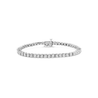 Women's Silver 1.0 Cttw Lab Grown Diamond Illusion-Set Tennis Bracelet - 7.25" Inches by Haus of Brilliance in Silver