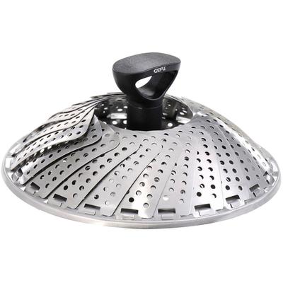 Dampfgartopf GEFU "VITALA", silber, B:8,5cm H:7,6cm L:18cm Ø:27cm, Töpfe, faltbare Dünstschale, Ø 27 cm, Edelstahl, Induktion