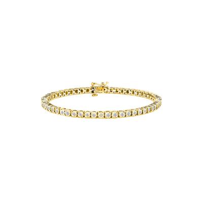 Women's Silver 1.0 Cttw Miracle-Set Diamond Tennis Bracelet - 9" Inches by Haus of Brilliance in Yellow Gold