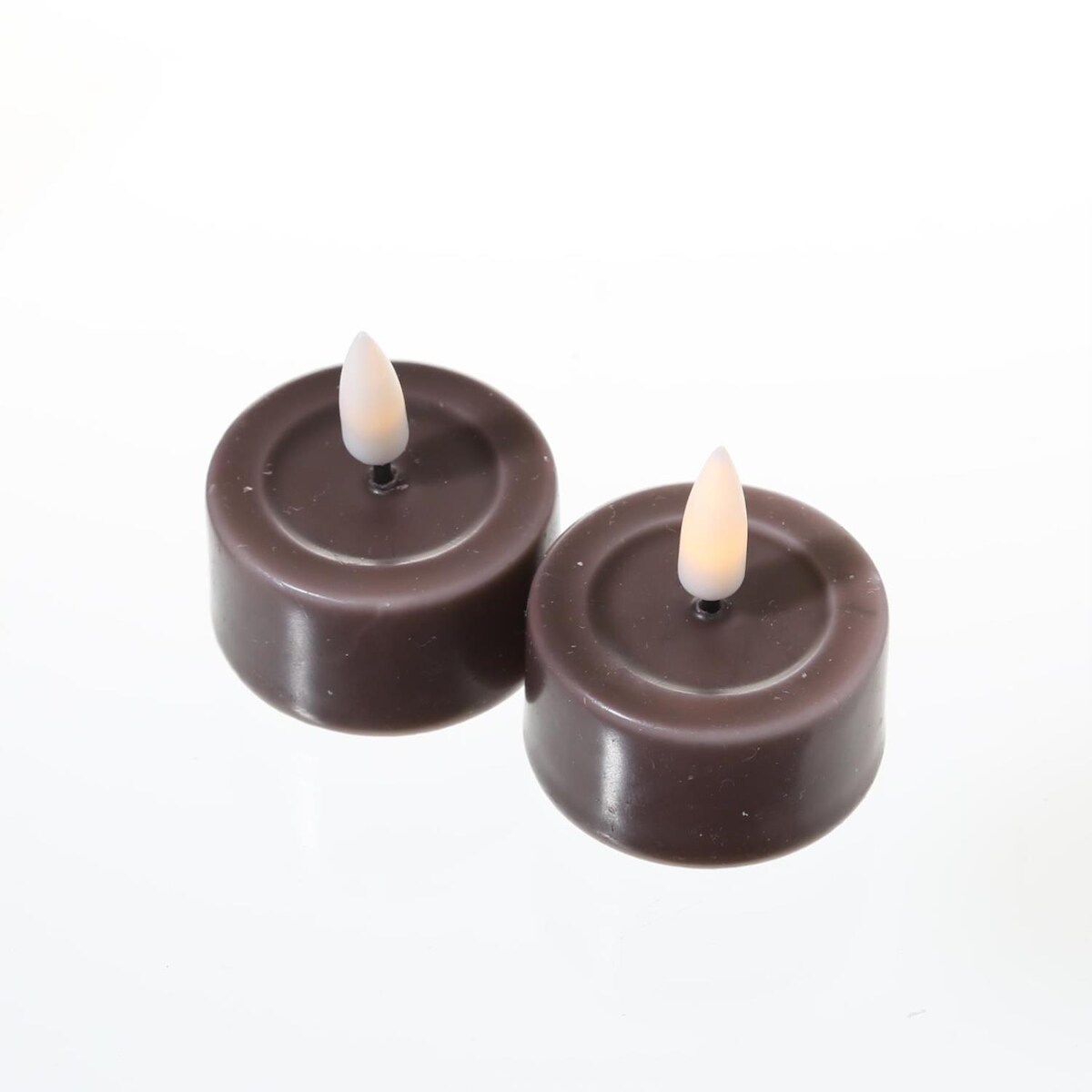 283 LED Teelichter Mia flackernd inkl. Batterien D: 4,1cm mokkafarben 2St. Image