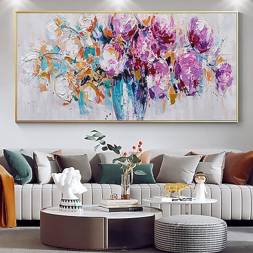 Mintura handgefertigte abstrakte Blumen-Ölgemälde auf Leinwand, Wandkunst, Dekoration, moderne Bilder für die Inneneinrichtung, gerolltes, rahmenloses, ungedehntes Gemälde Image