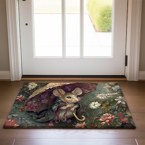 Fußmatte mit kleinem Rattenschirm, Fußmatten, waschbare Teppiche, Küchenmatte, rutschfest, ölbeständiger Teppich, Indoor-Outdoor-Matte, Schlafzimmerdekor, Badezimmermatte, Eingangsteppich Image