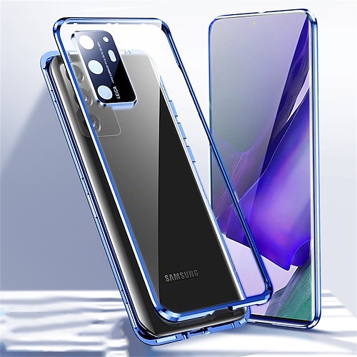 Handy Hülle Handyhüllen Für Samsung Galaxy S25 S24 S23 S22 S21 Ultra Plus Magnetische Adsorption Stoßrahmen Magnetisch Vollschutz Einfarbig Gehärtetes Glas Metall Image