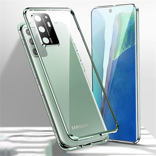 Handy Hülle Handyhüllen Für Samsung Galaxy S25 S24 S23 S22 S21 Ultra Plus Magnetische Adsorption Stoßrahmen Magnetisch Vollschutz Einfarbig Gehärtetes Glas Metall Image