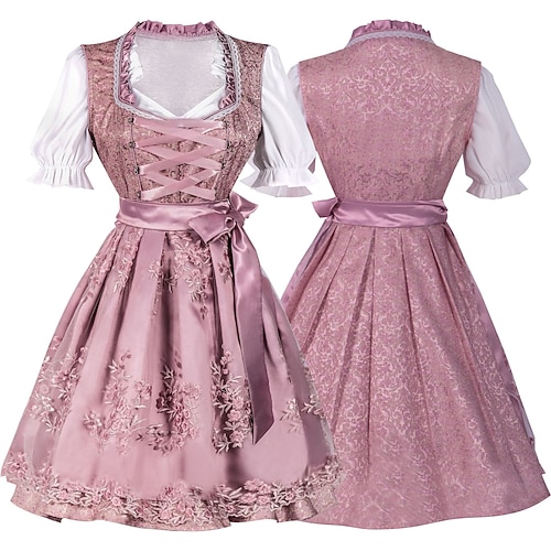 Oktoberfest Kleid Outfits Dirndl Bayerisch Dienstmädchen Deutsch München Wiesn Damen Stoff im traditionellen Stil Hemd Kleid Schürze Image