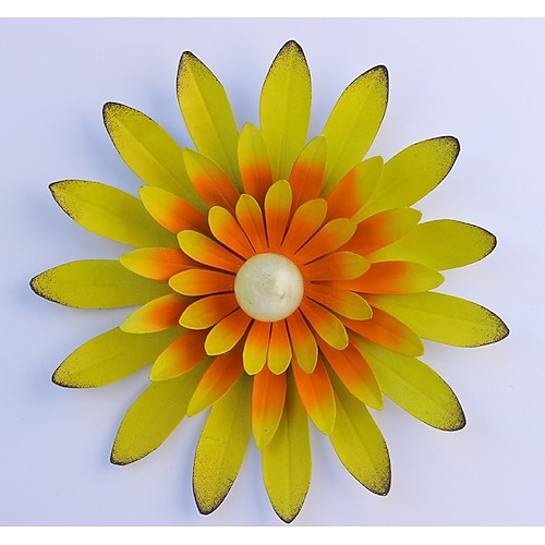 1 Stück Metallblumen-Wanddekoration, Blumen-Wandskulptur, handbemalte Blumenskulptur, Metall-Wandkunst, hängende Wanddekoration für drinnen und draußen, Zuhause, Büro, Badezimmer, Küche, Schlafzimmer, Image