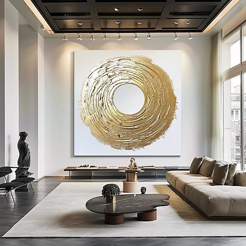 tela moderna dipinta a mano cerchio lamina d'oro modello astratto nordico astratto arte della parete decorazioni per la casa modulo soggiorno decorazioni per la casa nordice pittura decorazioni per la